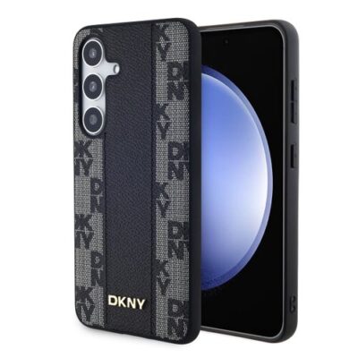 DKNY PU Leather Checkered Pattern Magsafe Zadn&iacute; Kryt pro Samsung Galaxy S24+ Black