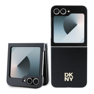 DKNY PU Leather Stack Logo Zadní Kryt pro Samsung Galaxy Z Flip 6 Black