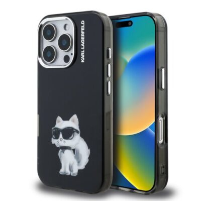 Karl Lagerfeld IML Aquarelle Choupette Zadn&iacute; Kryt pro iPhone 16 Pro Black