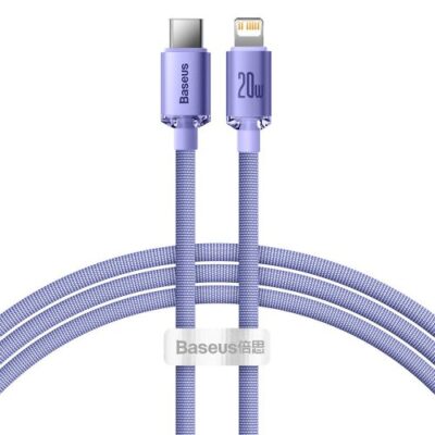 Baseus CAJY000205 Crystal Shine Series Datov&yacute; Kabel USB-C - Lightning 20W 1,2m Purple