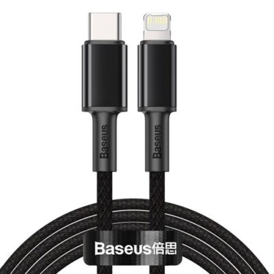 Baseus High Density Braided Series Fast Charging Datov&yacute; Kabel USB-C - Lighting 20W 2m Black