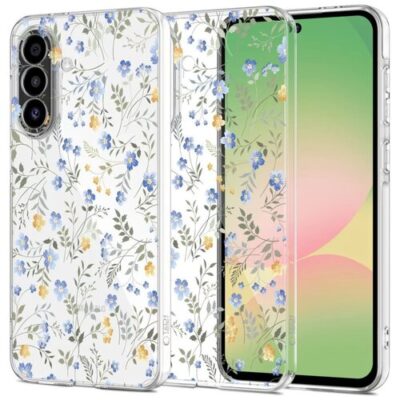 Puzdro Tech-Protect Samsung Galaxy A56, kvety - transparentn&eacute;