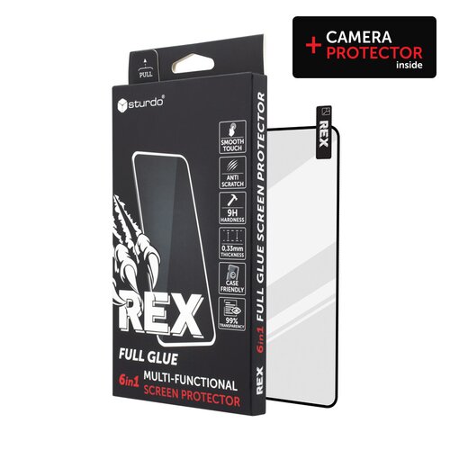 Ochranné sklo celotvárové + Ochranné sklo na kameru Samsung Galaxy S22 Plus, Sturdo Rex, čierne