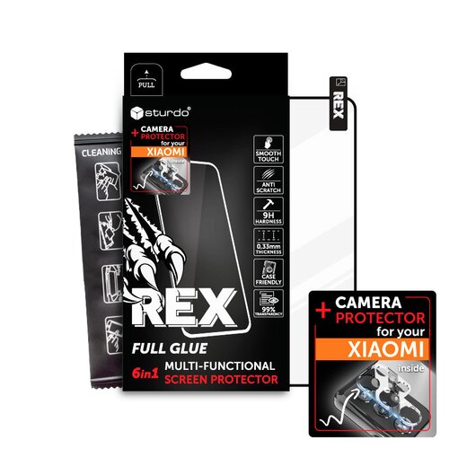 Ochranné sklo celotvárové + Ochranné sklo na kameru Xiaomi Redmi Note 12S, Sturdo Rex, čierne