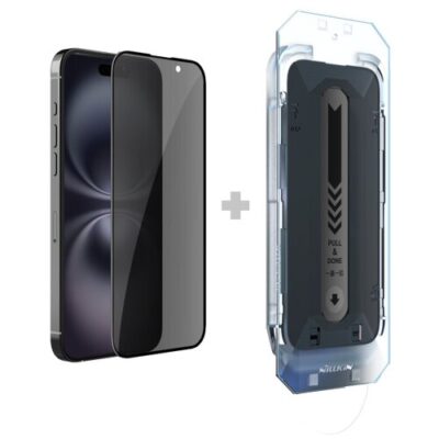 Nillkin Tvrzen&eacute; Sklo 0.25mm Guardian 2.5D pro Apple iPhone 16 Black (s aplik&aacute;torem)