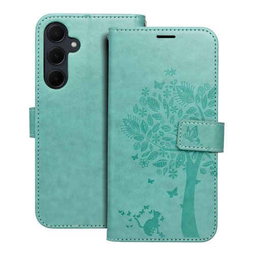 Puzdro Mezzo Book Samsung Galaxy A35 5G, vzor strom - zelené