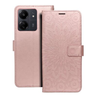 Puzdro Mezzo Book Xiaomi Redmi 13C/Poco C65, vzor mandala - ružovo-zlaté