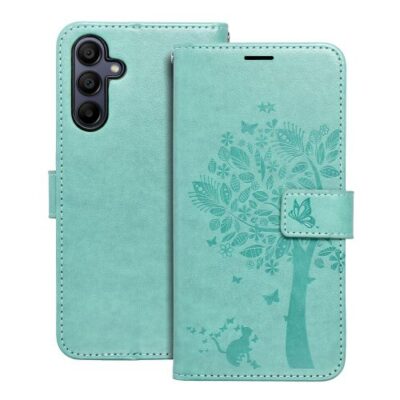 Puzdro Mezzo Book Samsung Galaxy A15 4G/A15 5G, vzor strom - zelen&eacute;