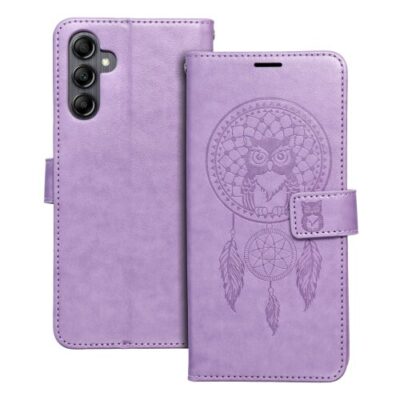 Puzdro Mezzo Book Samsung Galaxy A14 4G/A14 5G, vzor dreamcatcher - fialov&eacute;