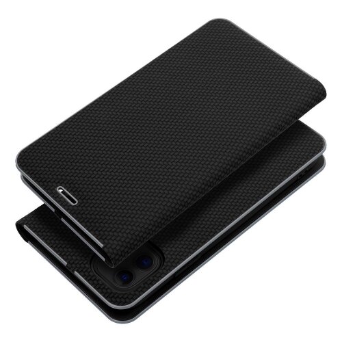 Puzdro Luna Book Carbon iPhone 16 Plus - čierne