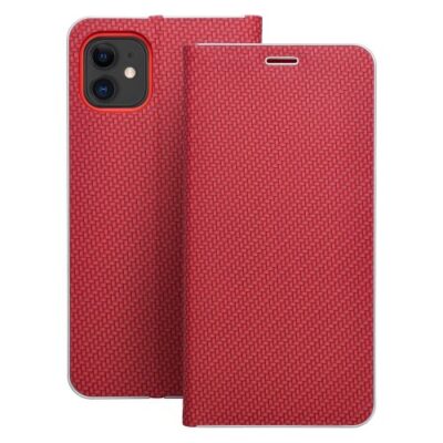 Puzdro Luna Book Carbon iPhone 11 - červen&eacute;