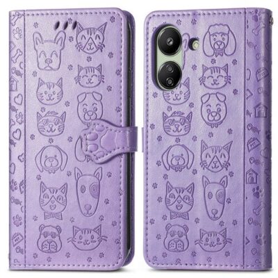 Puzdro Pet Book Samsung Galaxy A25 5G, vzor mačka a pes - fialov&eacute;