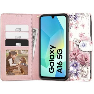 Puzdro Tech-Protect Book Samsung Galaxy A16 - Rozkvitnut&eacute; kvety