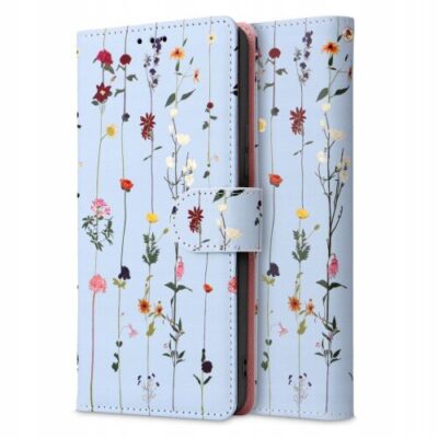 Puzdro Tech-Protect Book Samsung Galaxy A14 4G/5G, L&uacute;čne kvety - modr&eacute;