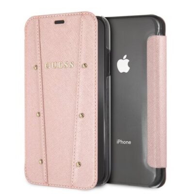 Puzdro Guess iPhone XR GUFLBKI61KAILRG knižkov&eacute; - ružovozlat&eacute;