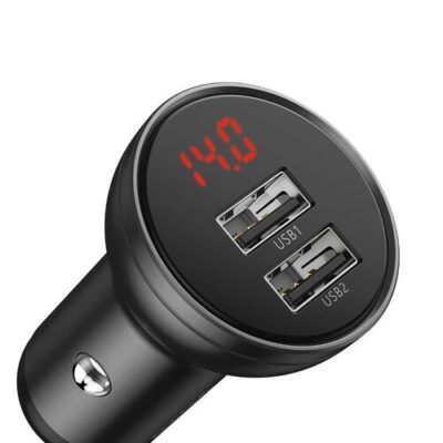 Baseus CCBX-0G Nab&iacute;ječka do Auta s Displejem 24W 2x USB Grey