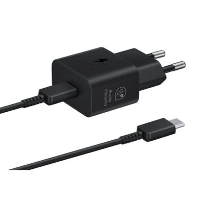 EP-T2510XBE Samsung USB-C 25W Cestovn&iacute; nab&iacute;ječka + USB-C Datov&yacute; Kabel  Black