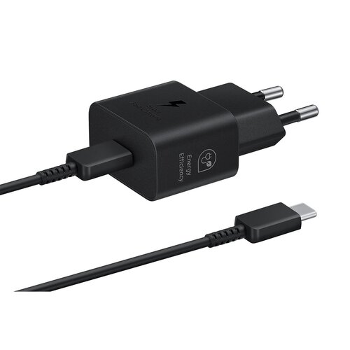 EP-T2510XBE Samsung USB-C 25W Cestovní nabíječka + USB-C Datový Kabel Black