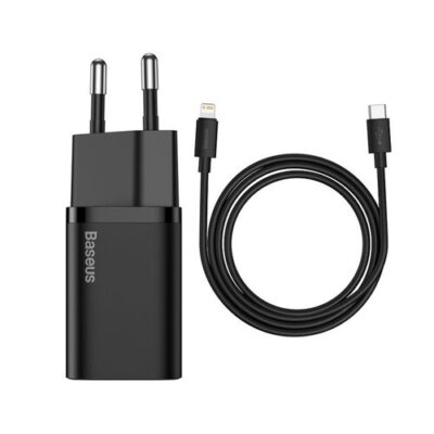 Baseus TZCCSUP-B01 Super Si Quick Nab&iacute;ječka USB-C 20W + Simple Wisdom Data Kabel Type-C to iP 1m Black