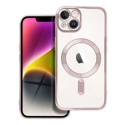 Puzdro Magsafe Shine iPhone 14 - ružovo-zlaté