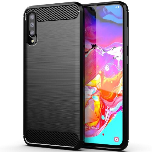 Puzdro Carbon Lux TPU Samsung Galaxy A70/A70s - čierne