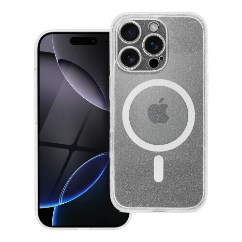 Puzdro Magsafe Clear, s ochranou na fotoaparát iPhone 16 Pro Max, s trblietkami - transparentné