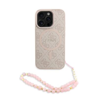 Guess PU Leather 4G Colored Ring Strap MagSafe Zadní Kryt pro iPhone 16 Pro Max Pink