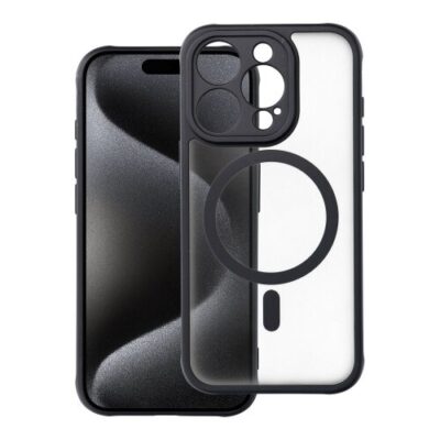Puzdro Magsafe Matte Clear iPhone 15 Pro - čierne