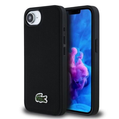 Lacoste Iconic Petit Pique Woven Logo MagSafe Zadn&iacute; Kryt pro iPhone 16e Black