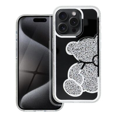 Puzdro Teddy Bear iPhone 12 Mini - strieborné