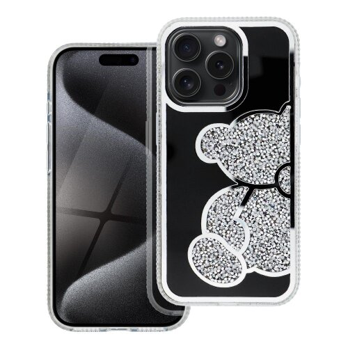Puzdro Teddy Bear iPhone 16 Plus - strieborné