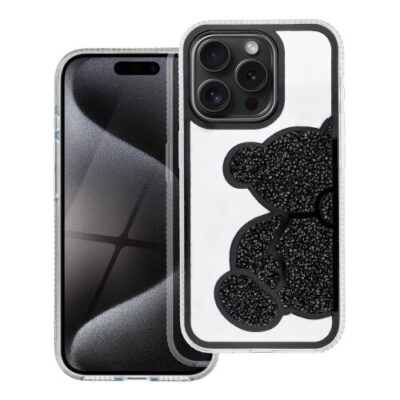 Puzdro Teddy Bear iPhone 14 Pro - čierne