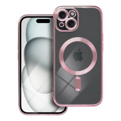 Puzdro Magsafe Shine iPhone 15 - ružovo-zlaté